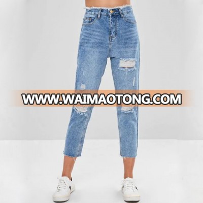 New style ripped wholesale frayed jeans