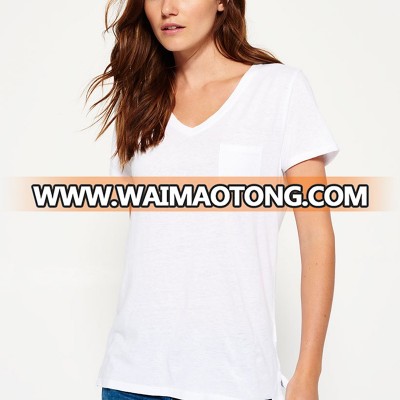 Latest shirt designs plus pocket cotton women blank t shirt